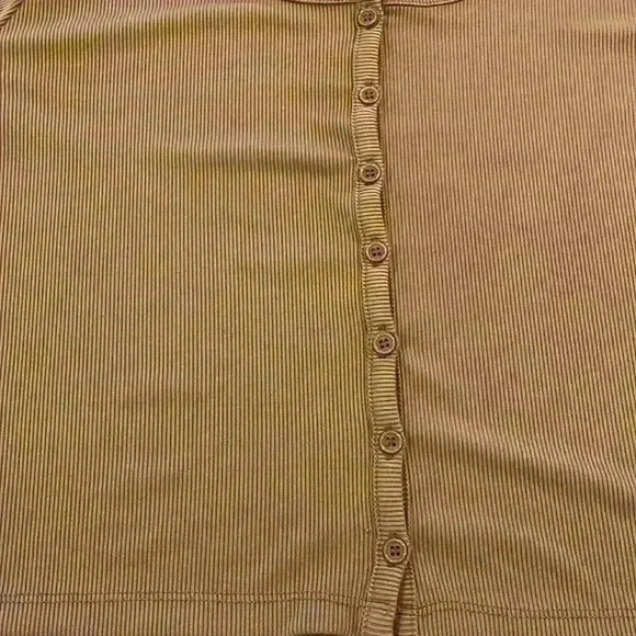 HYFVE Womens Crop Top Sweater Caramel L Long Sleeves Button Down Scoop Neck New - Picture 4 of 11